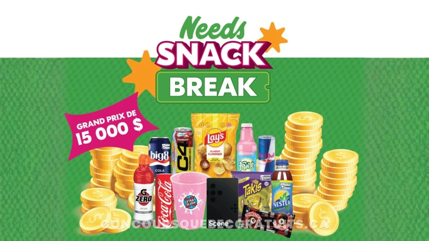 Concours Needs Snack Break 2026 : Gagnez 15 000 $ et prix instantanés