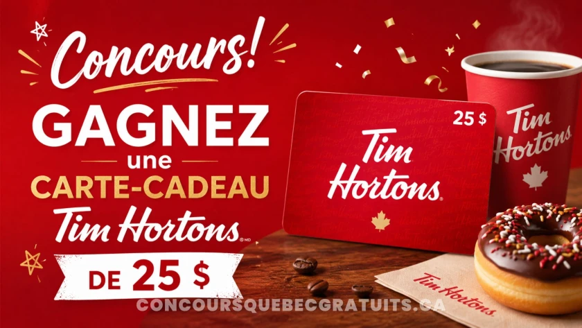 Tirage : Carte-cadeau Tim Hortons de 25 $ à gagner