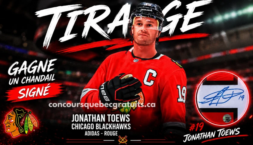 Concours : Chandail signé de Jonathan Toews et trousse pro