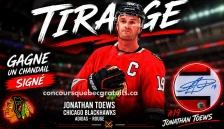 Concours : Chandail signé de Jonathan Toews et trousse pro