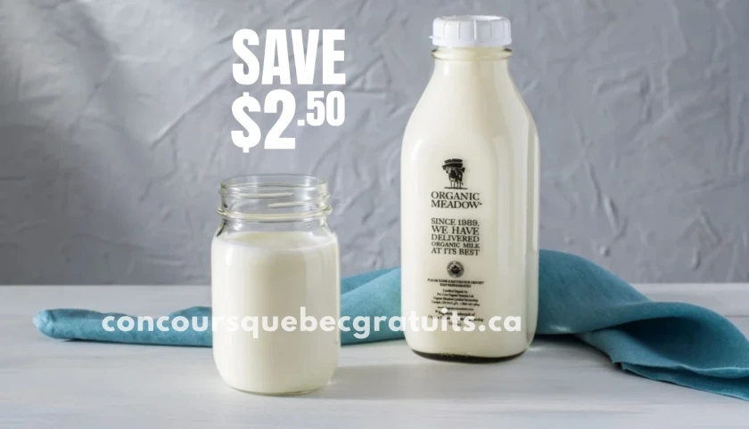 Économisez 2,50 $ sur le lait Organic Meadow
