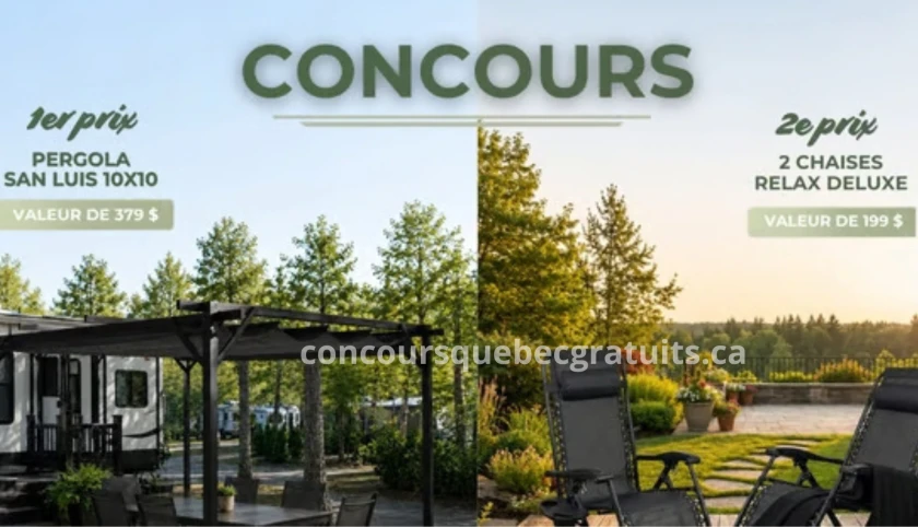 Gagnez une pergola San Luis 10' x 10' ou deux chaises Relax Deluxe