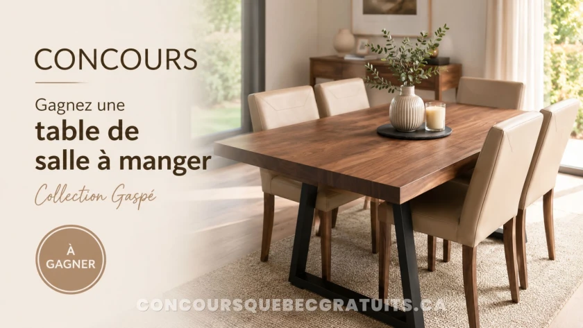 Remportez une table GASPÉ sur mesure de 1 500 $