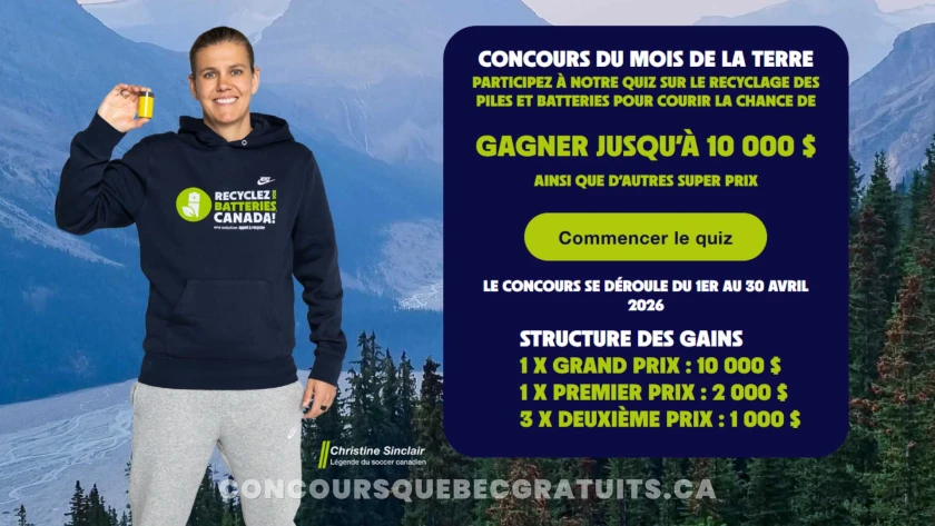Concours Recyclez vos batteries : chèque 10 000 $